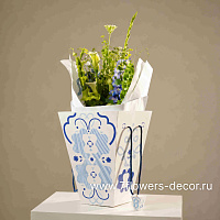 Коробка транспортировочная для цветов "Гжель" (крафт), 16x30xH43 см, набор (10 шт), без крышки - фото 1