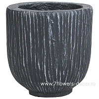 Кашпо Nobilis Marco "Ribs graphite Jar" (файберклэй), D9хH9 см - фото 1