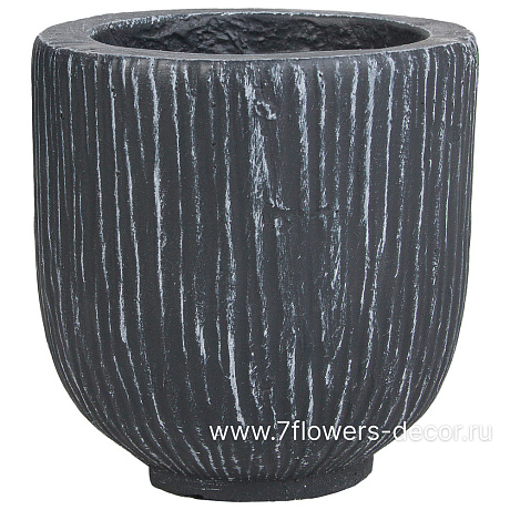 Кашпо Nobilis Marco Ribs graphite Jar (файберклэй), D9хH9 см - фото 1