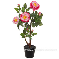 Растение искусственное "Роза" в кашпо, H75 см - фото 1