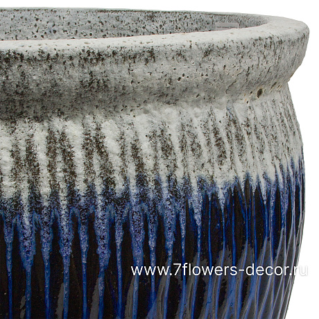 Кашпо Nobilis Marco Cobalt blue Ribs Jar (керамика), D64хН53 см - фото 2