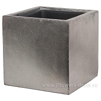 Кашпо полистоун Nobilis Marco "Pa-darksilver Cube", 20х20хH20 см с тех.горшком - фото 1