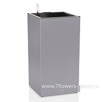 Кашпо Lechuza "Canto Stone LED High Complete stone grey" (пластик), 30x30xH56 см - фото 1