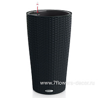 Кашпо Lechuza "Cilindro Cottager Complete graphite black" (пластик), D23xH41 см - фото 1