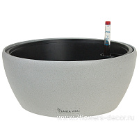 Кашпо PLANTA VITA "Round Stone grey" с автополивом (пластик), D28xH12 см - фото 1