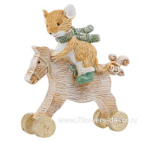 Фигура "Мышонок на лошадке " (полирезин), 10,5x3,5xH11,5 см - фото 1