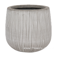 Кашпо Nobilis Marco "Vertical stripes white glazed Jaze" (файкостоун), D28,5xH26 см - фото 1