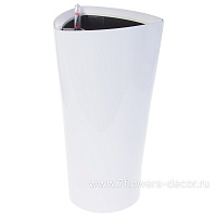 Кашпо PLANTA VITA "Crater Silk white" с автополивом (пластик), D22xH41 см - фото 1