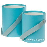 Коробка-кашпо, D14xH17,5 см, D12xH15,5 см, набор (2 шт), без крышки, с ручкой - фото 1