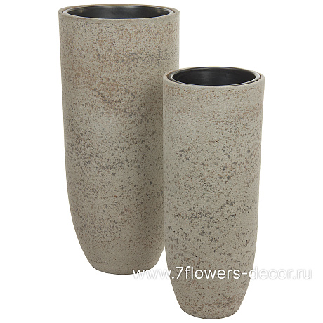 Кашпо Nobilis Marco Plain grey stone Vase (файкостоун), D43хH98 см, с тех.горшком - фото 3